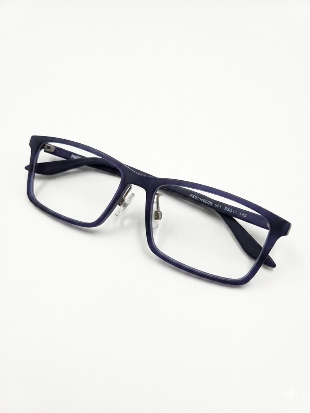 PUMA Mens Matte Navy Rectangular Eyeglasses Frames pe01040c0s